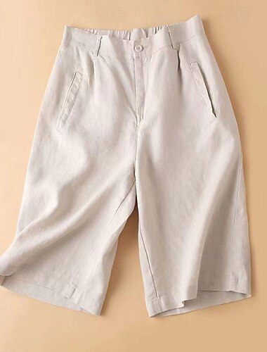  Mujer Pantalones cortos inspirados en el lino Pantalón corto Casual / Diario Longitud de la rodilla Plano Bolsillos laterales Transpirabilidad Cómodo Microelástico Fin de semana Negro Rosa Marrón