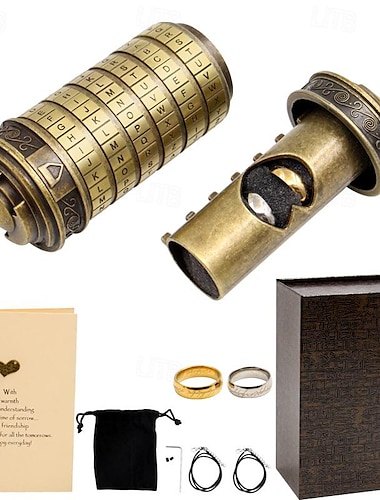  Boîte à puzzle des anciens, serrure à code da vinci en bronze antique, cadeau d'anniversaire parfait pour la saint-valentin, la fête des mères