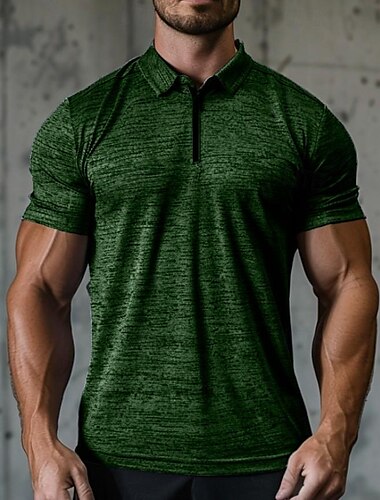  Herren Sport-Polo Golfhemd Casual Festtage Kargen Viertel Postleitzahl Kurzarm Modisch Basic Glatt Viertel Postleitzahl Sommer Regular Fit Dunkelgrau Blau Grün Sport-Polo