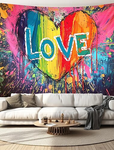  Orgullo amor arco iris colgante tapiz arte de la pared tapiz grande decoración mural fotografía telón de fondo manta cortina hogar dormitorio sala de estar decoración