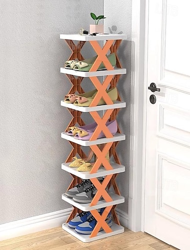  Zapatero estrecho de múltiples capas, pequeño soporte vertical para zapatos, organizador de almacenamiento de zapatos independiente para ahorro de espacio para entrada, armario, pasillo, fácil montaje