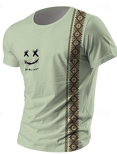 Herren Emoji Gesicht T Shirt T-Shirt 3D-Druck Rundhalsausschnitt Hemd Ethnisch Brautkleider schlicht Athleisure Casual Täglich Festtage Weiß Gelb Grün Sommer Frühling Bekleidung S M L XL XXL XXXL