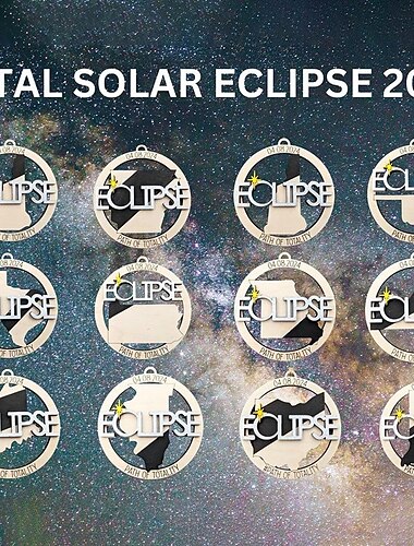  Solar Eclipse 2024 Ornament, Wooden 2024 Eclipse Keepsake, Totality Ornament, Path of Totality States Ornament, Eclipse Souvenir - 12 Different States Texas, New York