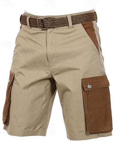  Voor heren Korte broek Linnen korte broek Zomer korte broeken Lapwerk Zak Kleurenblok Comfort Ademend Korte Casual Dagelijks Feestdagen Modieus Ontwerper Groen Khaki