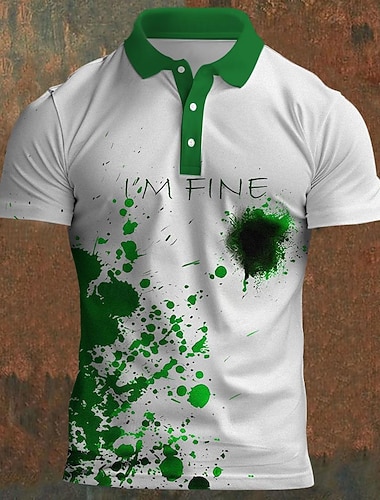 Voor heren Bloedspatten Poloshirts Golfshirt Korte mouw Poloshirt Overhemden met kraag Casual Verschrikking Streetwear Festivalkleding Feestoutfits 3D-afdrukken Knop Zomer Lente Herfst Zwart Rood
