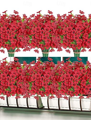  10 Zweige Kunstblumen für draußen, siebenstämmiger Eukalyptus, lila Veilchen, realistischer Blumenstrauß für dekorative Tafelaufsätze und Blumenarrangements
