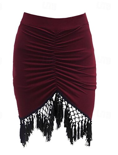  Latinské tance Standardní tance Sukně Sklady Třásně Čistá Barva Dámské Výkon Trénink Vysoký Spandex