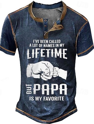  Мужская футболка с коротким рукавом Henley "Папа - мой любимый" подарок для папы