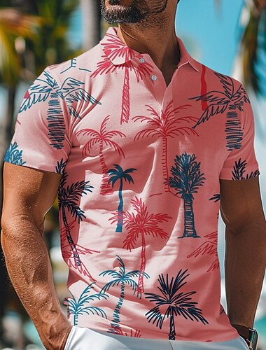  דרבי קנטקי בגדי ריקוד גברים חולצות פולו הוואי חולצת גולף שרוולים קצרים חולצות פולו חולצות עם צווארון ביגוד חוף בגדי נופש טרופי ללבוש תלבושות למסיבה הדפסת תלת מימד כפתורים אביב קיץ פול לבן צהוב