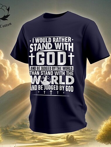  Herren Zitate & Sprüche Kreuz Buchstabendruck T Shirt T-Shirt 100% Baumwolle Kurzarm Grafik Hemd Weinrot #2 Schwarz Armeegrün Bequemes T-Shirt Straße Sport im Freien Modedesigner-Kleidung