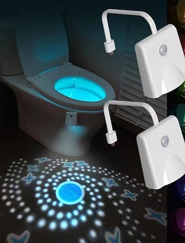  Luz nocturna para inodoro, sensor de movimiento recargable, luz LED que cambia de color activada para baño, accesorio divertido y divertido para decoración de baño