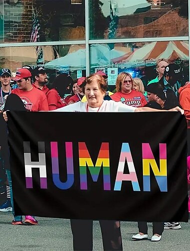  Juin Mois de la Fierté Mois de la Fierté LGBTQ LGBT Drapeau de Banner de Parade Arc-en-ciel Décorations Extérieures Banderole de Fête Signe Joyeuse Fierté