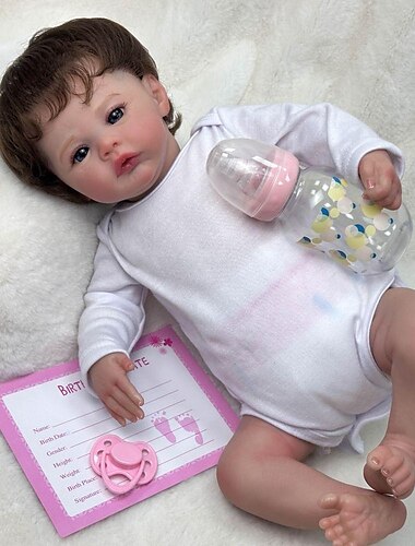  18 pouce Poupée Reborn Jouet pour Bébé & Nourrisson Poupée Reborn Toddler Poupée Poupée bébé Reborn Bébé Nouveau née réaliste Cadeau Membres en silicone 3/4 et corps rempli de coton cadeaux noël
