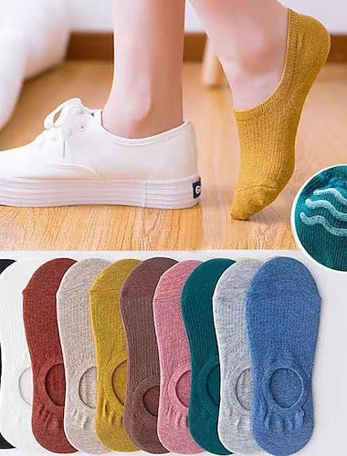  10 pares de calcetines invisibles para mujer, para trabajo diario, color sólido, retro, poliéster, sencillo, clásico, informal, deportivo