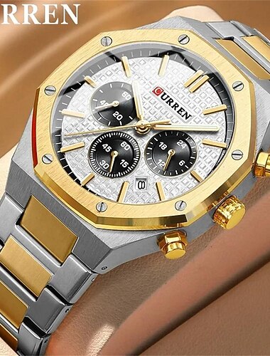  CURREN Muži Křemenný Módní Obchodní Wristwatch Svítící Kalendář VODĚODOLNÝ Ozdoby Ocel Hodinky