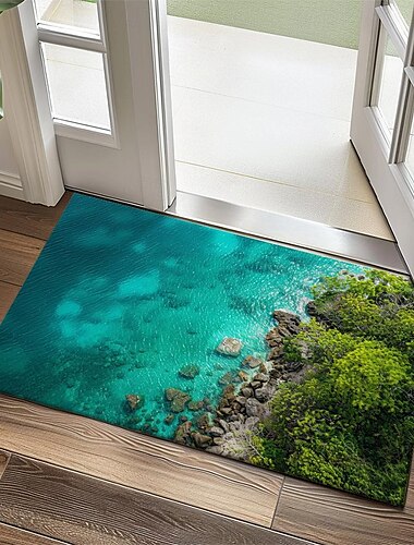  Beach View Doormat Kitchen Mat Floor Mat Non-Slip Area Rug Oil Proof Rug Indoor Outdoor Mat Bedroom Decor Bathroom Mat Entrance Rug
