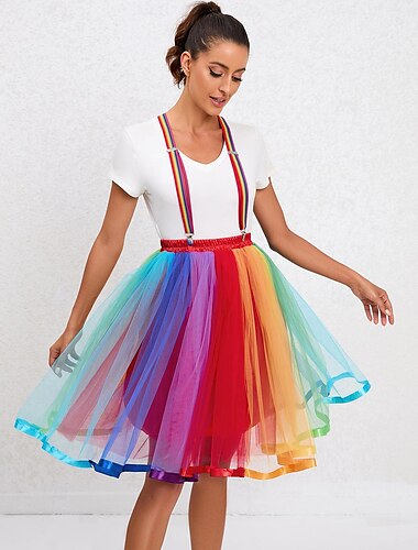  LHBT LHBTQ Regenboog Carnavalskostuum Rok Tutu Onder rok Volwassenen Dames Homo lesbienne Prideparade Trots maand Carnaval Maskerade Makkelijk carnavalskostuum