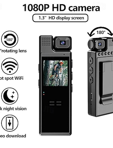  l9 bärbar wifi mini hd 1080p brottsbekämpande instrument 180 roterande lins mörkerseende video dv rörelsekamera