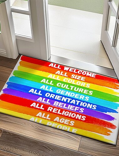  Juni Stolzmonat Schwul Stolzmonat LGBTQ LGBT Regenbogen Türmatte Rutschfest Ölbeständige Matte Innen Außen Matte Schlafzimmer Dekor Badezimmer Matte Eingangsrakete