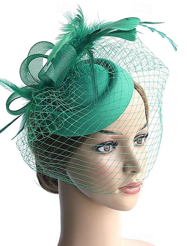  fascinators hoed Hoofdkleding Polyesteri Organza Fedorahoed Slappe hoed Hoge hoed Paardenrace cocktail Elegant Vintage Met Veer Strikken Helm Hoofddeksels