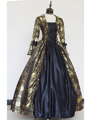  Vintage Barock Punk & Gothic Maxi Kleid Ein Hauch Aschenputtel Prinzessin Quadrathals Normal königlich Halloween Karneval Maskerade Leistung Party Halloween Erwachsene Ganzjahres