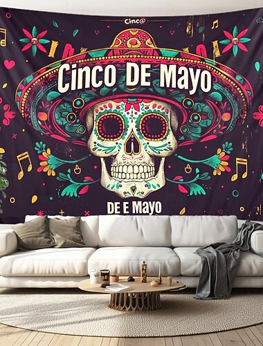  Cinco de Mayo México tapiz colgante arte de la pared tapiz grande decoración mural fotografía telón de fondo manta cortina hogar dormitorio sala de estar decoración