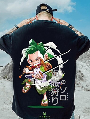  One Piece Roronoa Zoro Cosplay kostým Trička Animák Tisk Vzor Harajuku Grafika Kawaii Pro Pánské Dámské Dospělé Plesová maškaráda Zpátky do školy Horká ražba ulice Běžné / Denní