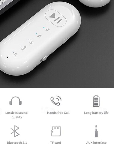  Bluetooth 5.0-Empfänger fürs Auto, Bluetooth-AUX-Adapter mit Geräuschunterdrückung, Bluetooth-Musikempfänger für Stereoanlage zu Hause/kabelgebundene Kopfhörer/Freisprecheinrichtung, 16 Stunden