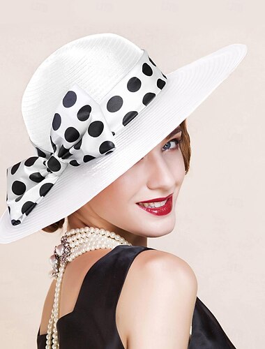  Hüte Faser Melone / Glockenhut Eimerhut Strohhut Hochzeit Teegesellschaft Elegant Hochzeit Mit Schleife Tupfen Kopfschmuck Kopfbedeckung
