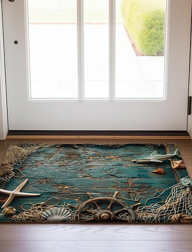  Vintage Muscheln Fußmatte Küchenmatte Bodenmatte rutschfester Bereich Teppich Ölfester Teppich Indoor Outdoor Matte Schlafzimmer Dekor Badezimmermatte Eingangsteppich