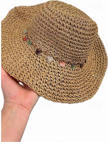  Sombreros de sol plegables bohemios, sombreros de paja transpirables de color caqui, beige y crema, sombreros de playa de viaje para mujeres y niñas