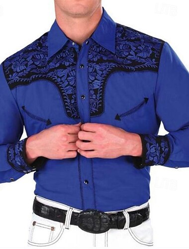  Klassisch Retro Vintage 18. Jahrhundert Bluse / Hemd Westlicher Cowboy Herren Maskerade Alltagskleidung Junggesellinnenabschiedsparty Erwachsene Hemd Ganzjahres