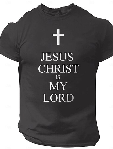  Herren Zitate & Sprüche Kreuz Buchstabendruck T Shirt T-Shirt 100% Baumwolle Kurzarm Grafik Hemd Armee-Grün / Olive Schwarz 1 Schwarz 3 Bequemes T-Shirt Straße Sport im Freien Modedesigner-Kleidung