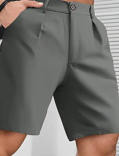  Herren Chinesisch Chino Chino Bermuda Shorts Knopf Tasche Glatt Komfort Formal Party Arbeit Modisch Klassicher Stil Schwarz Khaki Mikro-elastisch