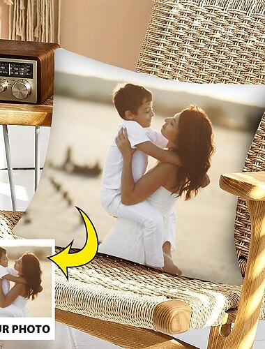  Egendefinert Putetrekk Legg til ditt bilde Personlig Foto Design Bilde Motedesign Løs putevar 1 stk Personlig gave Egendefinert