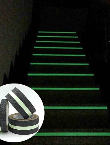  1 rollo de cinta de tracción antideslizante con adhesivo de molienda de fricción de rayas verdes oscuras para peldaños de escaleras interiores y exteriores que brillan en la oscuridad