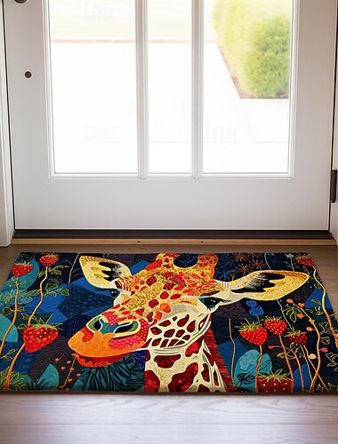  Bunte Giraffen-Fußmatte, rutschfester, ölbeständiger Teppich, Innen- und Außenmatte, Schlafzimmer-Dekoration, Badezimmermatte, Eingangsteppich, Fußmatte
