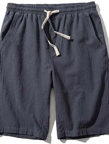  Voor heren Linnen korte broek Zomer korte broeken Strandshorts Zak Trekkoord Elastische taille Effen Comfort Ademend Korte Feestdagen Vakantie Strand Hawaii Boho Zwart Wit