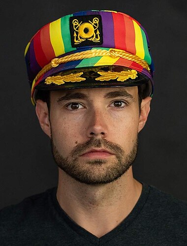  LGBTQ Arco iris Sombrero de marinero de capitán de yate Adulto Hombre Mujer Homosexuales lesbiana Desfile del orgullo Mes del Orgullo Mascarada Disfraz de carnaval fácil