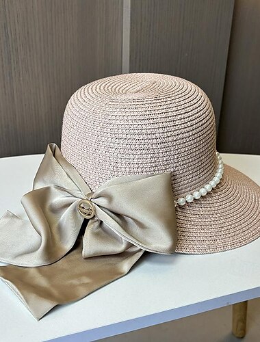  Klobouky Doplňky do vlasů akryl / bavlna Sláma Kbelík Slamák Sluneční klobouk Ležérní Dovolená Elegantní retro S Peří Mašle Přílba Pokrývky Hlavy