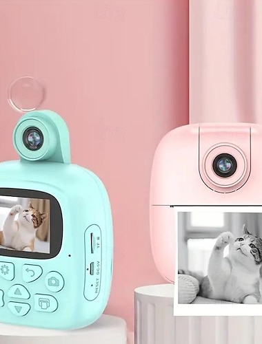  كاميرا بولارويد الكرتونية الذكية للأطفال، حساسة للحرارة، طباعة فورية، لعبة كاميرا SLR رقمية صغيرة