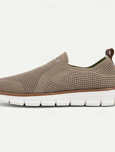  weiße Slip-On-Sneaker aus atmungsaktivem Strick für Herren mit leichter Sohle – lässige Wanderschuhe für den Sommer und den Alltag