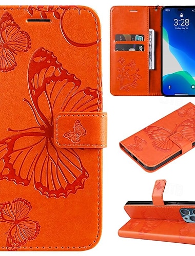  Coque de téléphone pour iPhone 16e iPhone 16 iPhone 15 Pro Max iPhone 14 13 12 11 Pro Max Plus Mini SE Coque portefeuille magnétique avec protection intégrale avec sangle poignet Papillon TPU PU Cuir