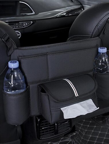 bolso de armazenamento de carro entre assentos com porta-copos, porta-bolsa de carro, porta-lenços de carro, porta-bolsa grande de couro para banco dianteiro do carro, organizador de armazenamento de