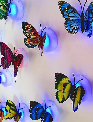  10 pièces veilleuse 3d à couleur changeante papillon mignon veilleuse LED, adaptée pour chambre à coucher, salle de bain, toilettes, escaliers, cuisine, couloir, veilleuse compacte, blanc chaud