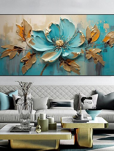  groot met de hand geschilderd bloemolieverfschilderij op canvas goud rode bloem schilderij muur decor abstracte textuur bloemen schilderij aangepaste bloem boom schilderij moderne woonkamer decoratie