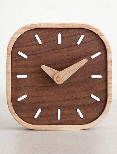  Nordic Black Walnut Minimalist Desk Clock Wall Clock Bedroom Living Room Decoration Solid Wood Quiet Clocks Hanging Wall Watch 13 CM