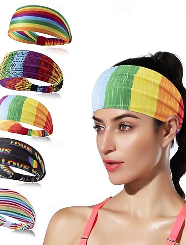  LGBTQ Arco iris Diadema absorbente de sudor. Adulto Hombre Mujer Homosexuales lesbiana Desfile del orgullo Mes del Orgullo Mascarada Disfraz de carnaval fácil