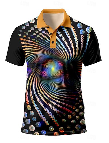  Herren Grafik Poloshirts Golfshirt Kurzarm Polo-Shirts Hemden mit Kragen Lässig Urlaubskleidung Rave-Kleidung Party-Outfits Knöpfe 3D-Druck Sommer Frühling Herbst Gelb Purpur Orange
