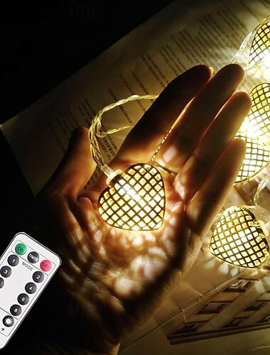  1 x Lichterkette mit Fernbedienung, USB, 3 m, 118 Zoll, 20 LEDs, goldene Lichterkette im Eisen-Design, Liebeslichterkette, LED-Dekolicht, kleines Nachtlicht, geeignet für Raumdekoration,